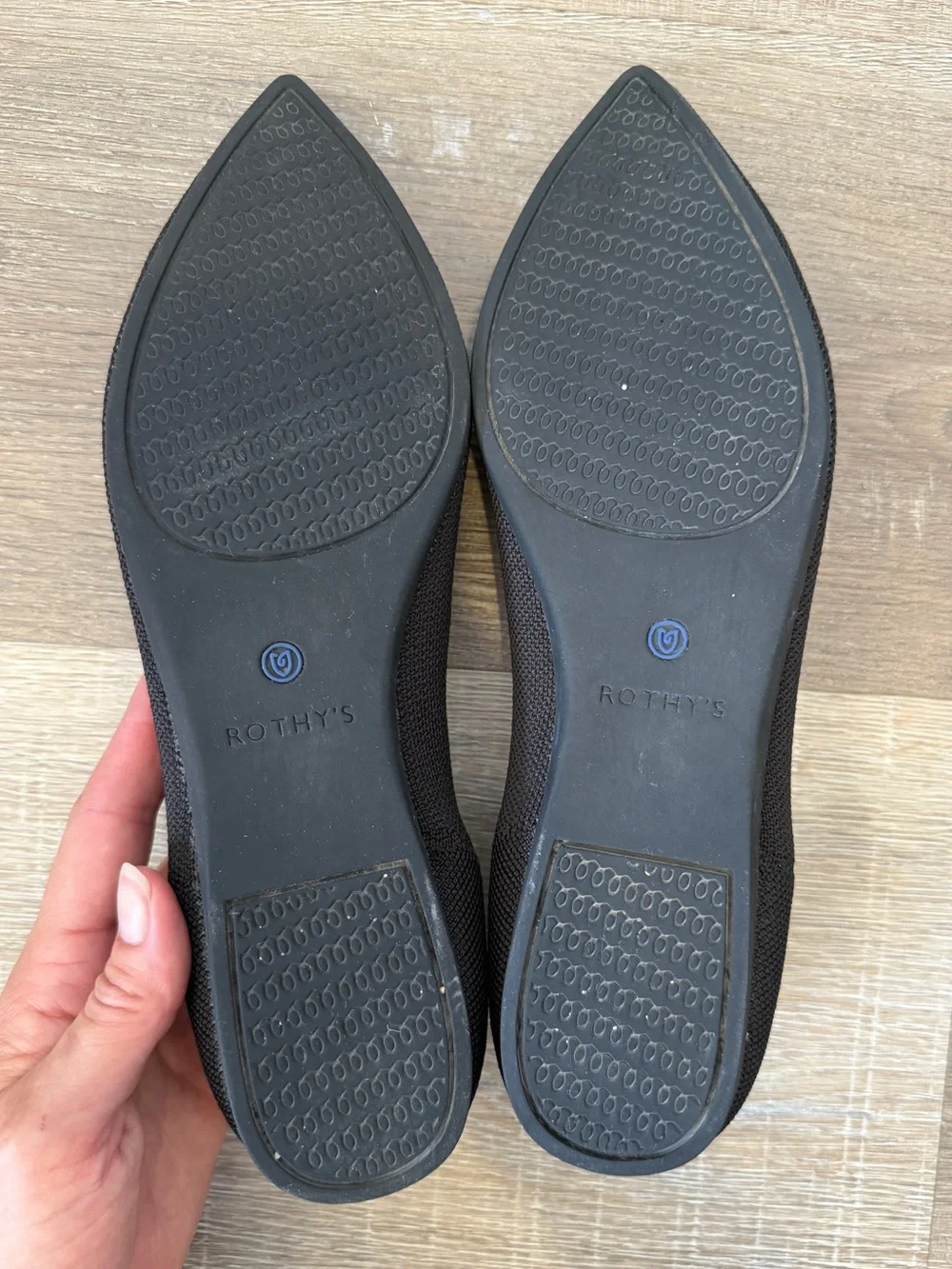Rothy's The Point Flats Women's Size 9 Black Blue Pointed Toe